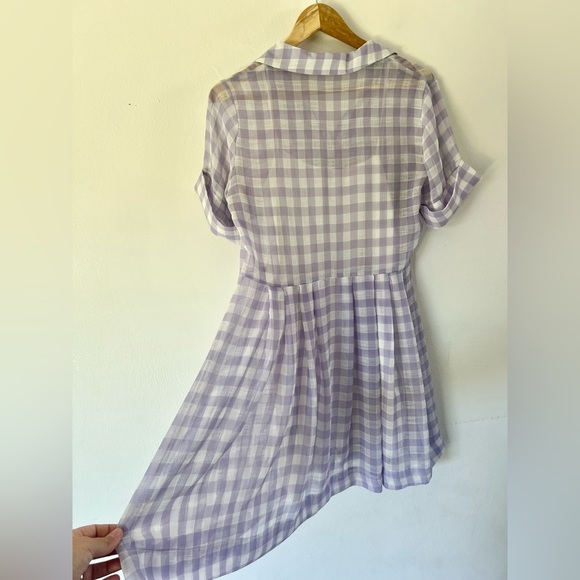Sister Jane Daydream Purple Gingham Short Sleeve Babydoll Dress Size Medium - Picture 7 of 10